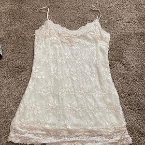 Y2K fairycore cream lace sequin tank top